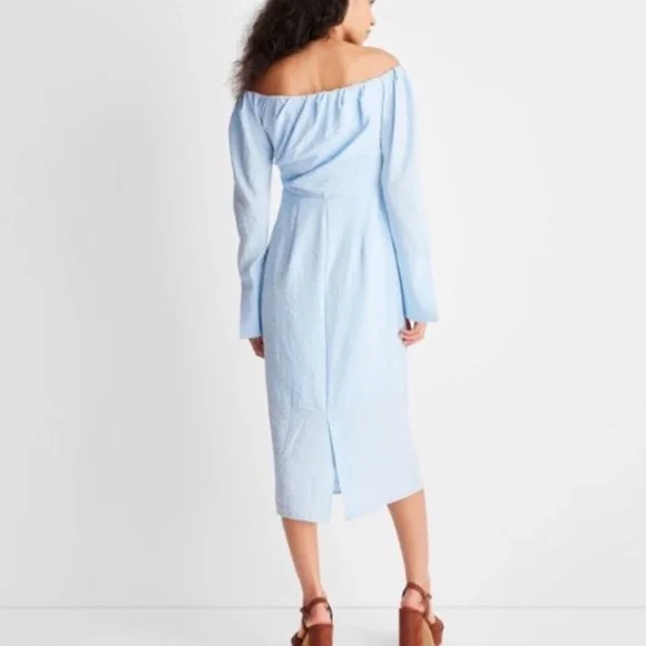Future collective light blue off the shoulder midi dress - Picture 2 of 6